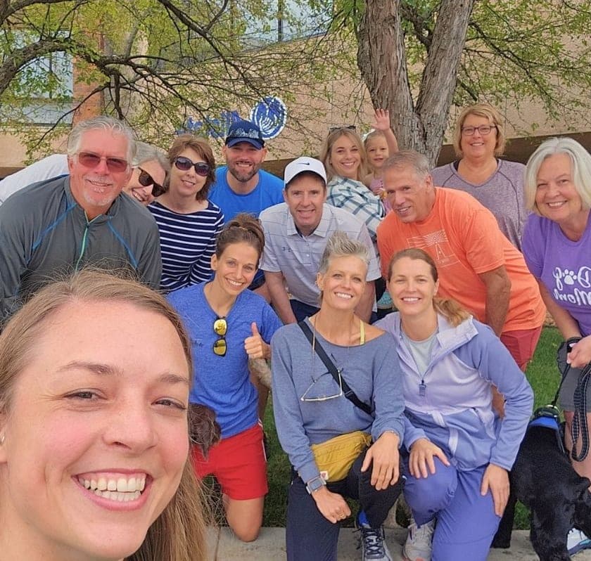 A big turnout of walkers, runners, and dogs
